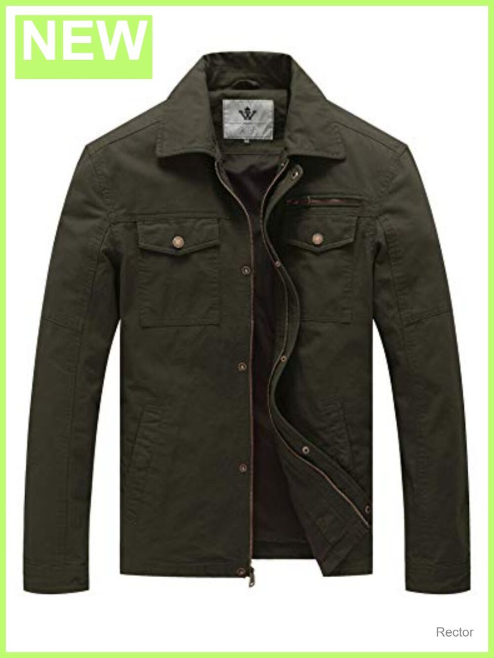 Men's Cotton Canvas Military Lapel Jacket Zip Snap Cargo Windbreaker